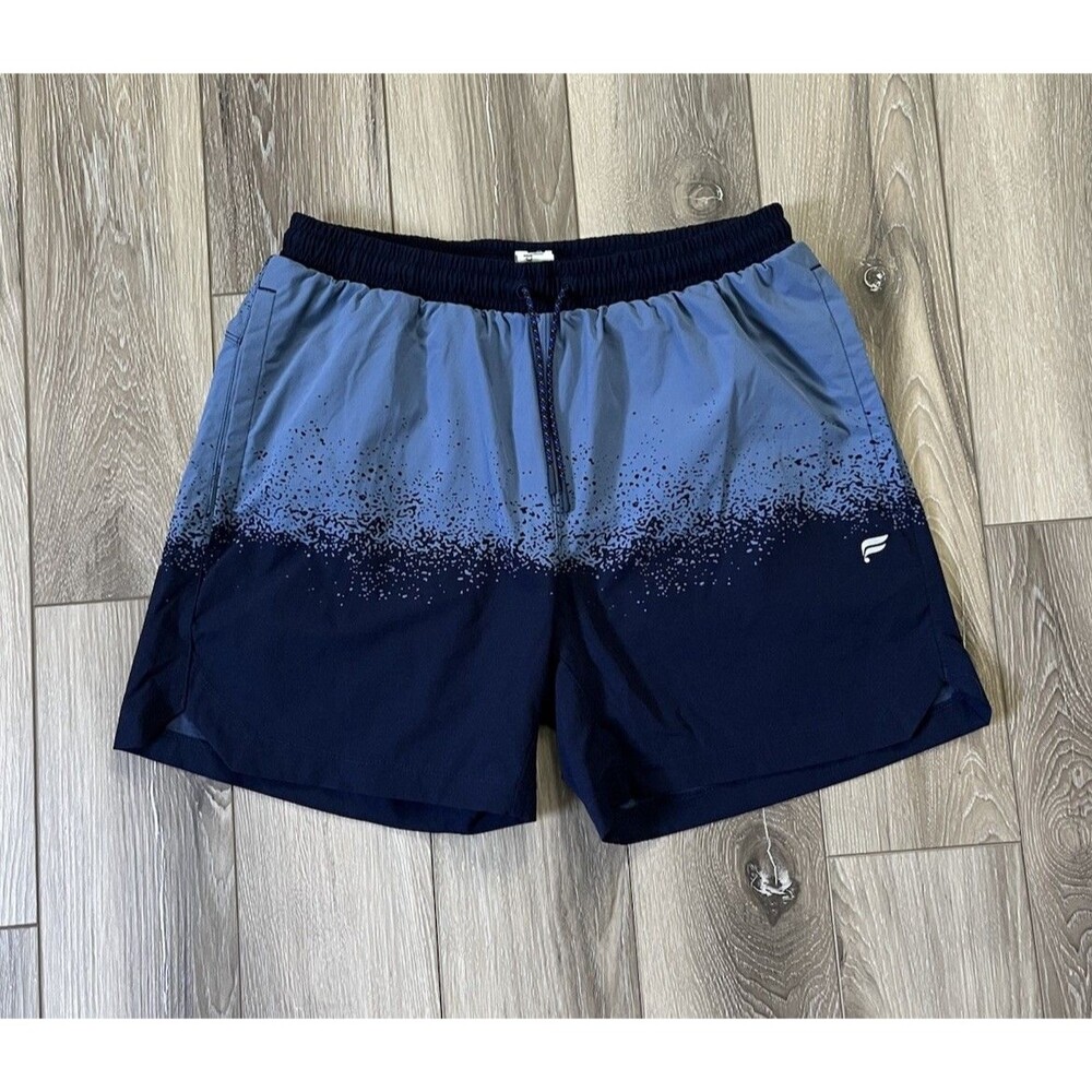 Fabletics “The Swim Trunk” 5” Inseam Elemental Blue Spraydient Mens Size Small